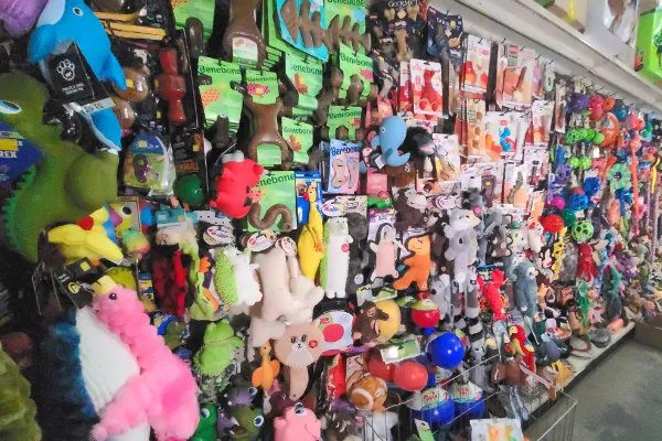 Toy selection at Gateway Farm & Pet